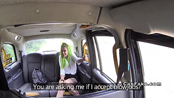 Preview 2 of Plastic Janda - Busty babe in sneakers fucked in fake taxi