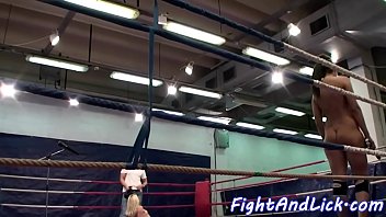 Preview 4 of Skinner Mom Fuck - Muscular lezzies wrestling in the boxing ring