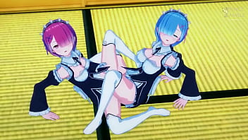 Preview 1 of Hindi Beutifull Sex - A sexy lesbian encounter between Ram And Rem - Re Zero