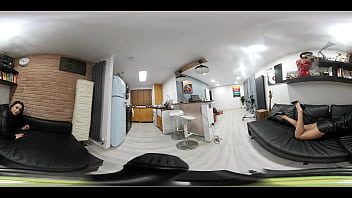 Preview 3 of Pee Nude Public - A 360&deg_ VR video of sexy Lauren posing in a black leather skirt and black leather