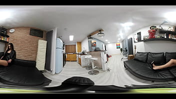 Preview 4 of Pee Nude Public - A 360&deg_ VR video of sexy Lauren posing in a black leather skirt and black leather