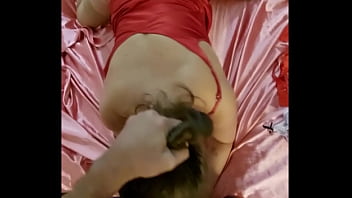 Preview 2 of Heatger Vandeven - 2253 (SS Vertical) - French Amateur,  Red Satin Dress,  Brown Satin Tight Dress,  Satin Lingerie Outfit (Panties,  Thong,  Bra,  Garter-Belt) Heels,  Stockings,  Pussy Fucking,  Doggystyle,  Blowjob,  Rimming,  POV,  Closeup