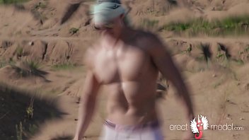 Preview 2 of Xxxi Bf Catrina Caf - Blonde muscle guy masturbating his wet cock in the lake water