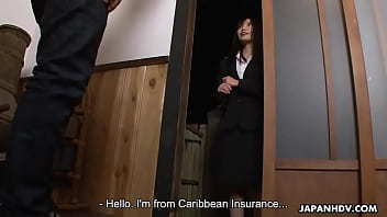 Preview 2 of Michelle Lady - Sexy brunette insurance agent has her bush eaten and creampied