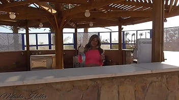 Preview 2 of Little Girel Sex - Naked wife in bar.