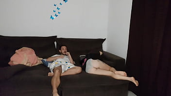 Preview 3 of Angoram Kan - Naughty STEPMOTHER shares sofa with STEPSON due to room renovation