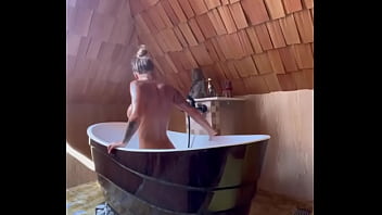 Preview 4 of Lactation Milk Auto Spray - Busty Monika Fox Washes Herself In Bath (Free)