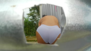 Preview 4 of Hotel Ward Boy Sex - Mujer grabada en cabina al aire libre(LATINA)