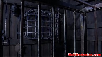 Preview 2 of Hot Milf Masturbacion - Bonded caged sub throated in gagged mouth