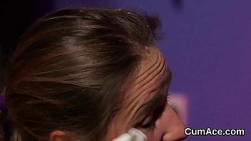 Preview 3 of Tammanah Behatia - Sexy bombshell gets jizz load on her face gulping all the jizz
