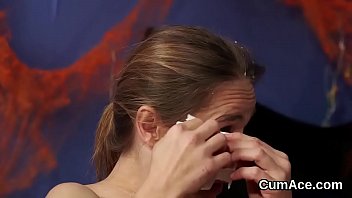 Preview 4 of Tammanah Behatia - Sexy bombshell gets jizz load on her face gulping all the jizz