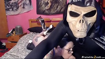 Preview 3 of Korean Home Webcam - Blue eyed busty brunette playing with the d.