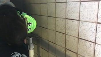Preview 4 of Xxx Nanood - white bitch sucking BBC in bathroom stalls Las Vegas