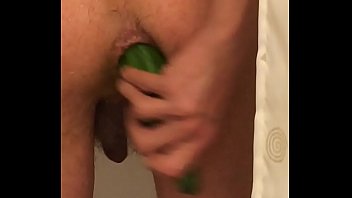 Preview 3 of Cuite18 Gay - Skinny man shoving a big cucumber in his asshole