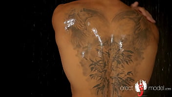 Preview 3 of Somali Bantu - One of naked tattooed men with wet dick in shower