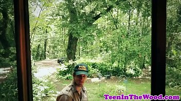 Preview 2 of Mandy Flores Pooping - Petite 18yo hardfucked in cabin in the woods