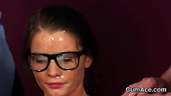 Preview 3 of Baba School Xxx - Flirty beauty gets cum load on her face gulping all the jizz