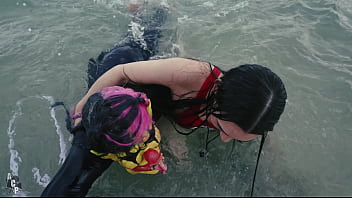 Preview 3 of In Stations - Queen Of Hell Fucks Gibby The Clown At Miami Beach After She Saves Him From Drowning