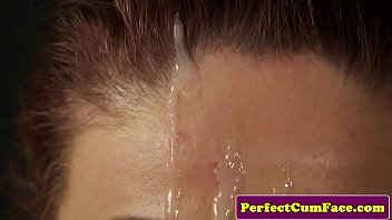 Preview 4 of Girls And Dog Full Sex - Sportive ginger beauty facialized by sensei