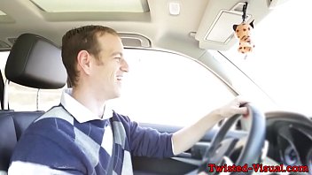 Preview 1 of Milf Score - Fishnet babes cockriding in public threeway