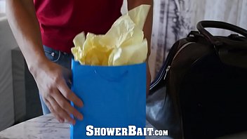 Preview 1 of Ig Model Destiny Mallet - ShowerBait Straight guy shower fucked by roommates bf