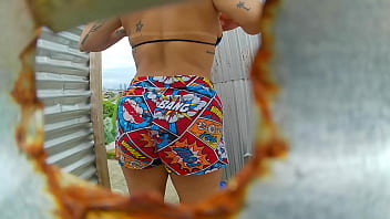 Preview 2 of Koo Kcx - Mujer grabada en cabina al aire libre(LATINA AL AIRE LIBRE)