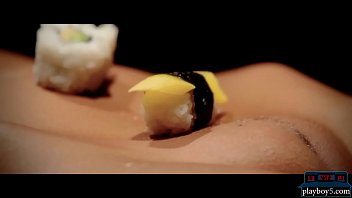 Preview 1 of Kendra Lust Cum Feet - Naked sushi leads to hot lesbian sex for these two babes