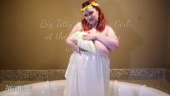 Preview 1 of New Lunar Jav - Big Titty Butt Plug Girl at the Roman Baths with BBC starring Lily Raine promo