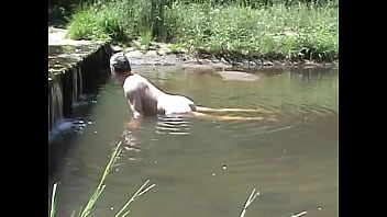 Preview 3 of Husband 50 Years Old - Humping a stone in a river