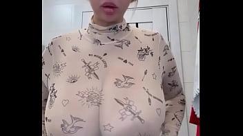 Preview 2 of English Xnxx Mp4 - Wet after shower Big natural saggy tits ovals hard nipples