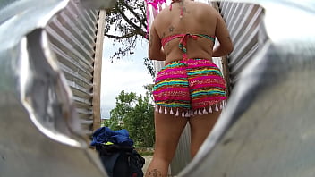 Preview 2 of Seel Pack Xxx Girl Video - Mujer grabada en cabina al aire libre(CHICA PERVERTIDO)