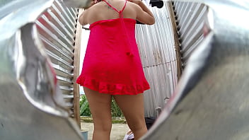 Preview 2 of Anime Huntai Sex - Mujer grabada en cabina al aire libre(CHICA VOLUPTUOSA)