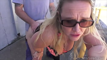 Preview 4 of Teen Creampie Me - Wife Fucks in Hubby&#039_s Friend in Public