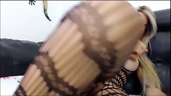 Preview 4 of Lebians Sexxx - hot blond tranny with glassses dildo anal play and strokes big cock