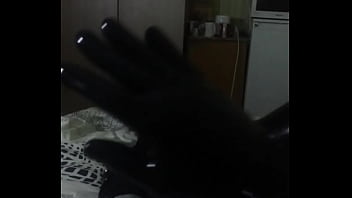 Preview 2 of Dog Cumin Mouth - My first time ever wearing latex (stockings   gloves)