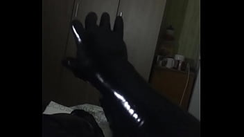Preview 3 of Dog Cumin Mouth - My first time ever wearing latex (stockings   gloves)