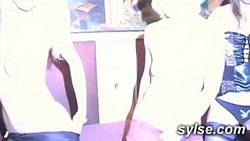 Preview 3 of Rahobe - 3 MILFs flashing in shop before fucking with customers