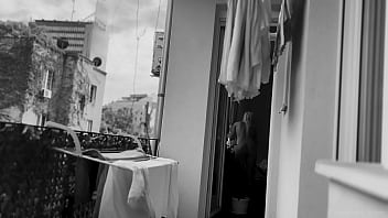Preview 4 of Video Sixsi Xxx - Naked chubby woman hangs out laundry on the balcony for neighbors can watch