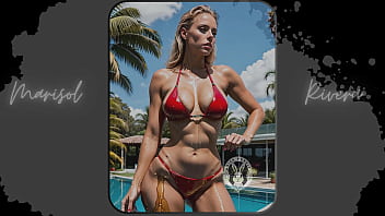 Preview 4 of Vidio Bokep Ank Sma - AI-Generated: &quot_Sun-Kissed Beauty&quot_ Stunning Red Bikini Photoshoot by the Pool (Part 6) | Waifu Models #001