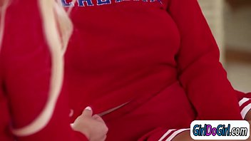 Preview 2 of Curvy Boob Milf Tube - Cheerleader captain gives some private lesbian oral practice