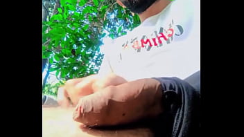 Preview 3 of Lessbian Mommy - Jerking my big unut cock outdoors at the park