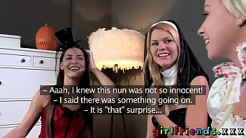 Preview 2 of Arabic Mms Sex - Girlfriends Halloween costume party part 1