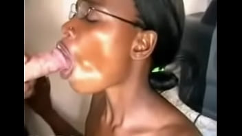 Preview 3 of Old And Fat Woman Xxxx - Nerdy black takes cumshot in her mouth