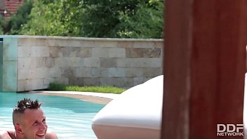 Preview 1 of Gaps Sex - Sunbathing Beauty gets a Poolside Double Penetration