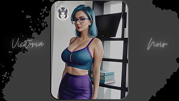 Preview 2 of Big Big Blowjob - AI: Vibrant blue hair and dark glasses DOMINATRIX - Part 15 - Waifu Models #003
