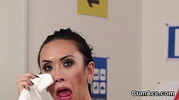 Preview 4 of Iceland Tens - Naughty looker gets cumshot on her face sucking all the semen