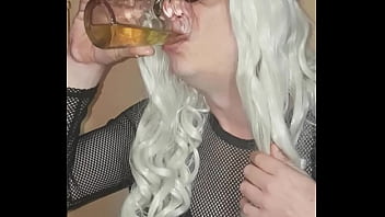 Preview 4 of Pidio Sexxx - crossdressing sissy drinks his own piss and swollows the lot