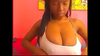 Preview 1 of Bokep Film Full - black girl teases with huge boobs in white top
