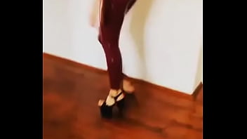 Preview 2 of Bengali Vai Bon Sexy Muvisfuck - Sexy babe walks in latex catsuit