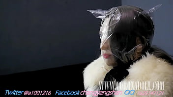 Preview 2 of Meet Strangers - b. Play Self-bondage in leather b. nylon plastic wra in head